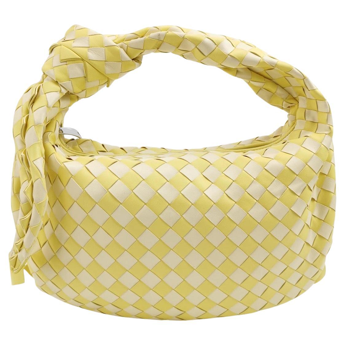 Bottega Veneta Teen Jodie Yellow White Checkered Intrecciato Leather