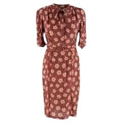 Bottega Veneta Terrakotta-Teekleid aus Seidenkrepp mit Blumenmuster von Chine