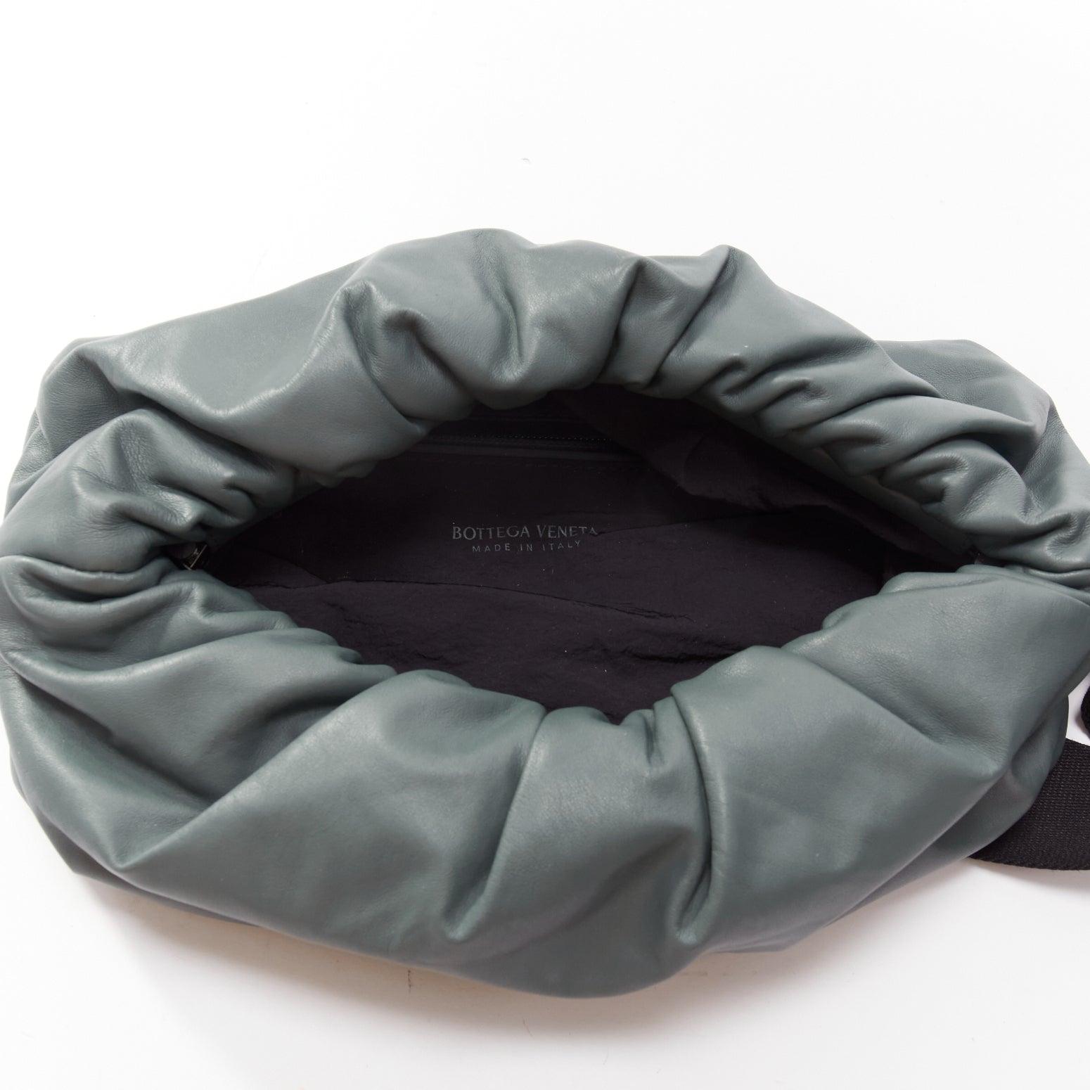 BOTTEGA VENETA The Body pouch grey smooth leather black sport strap waist bag For Sale 4