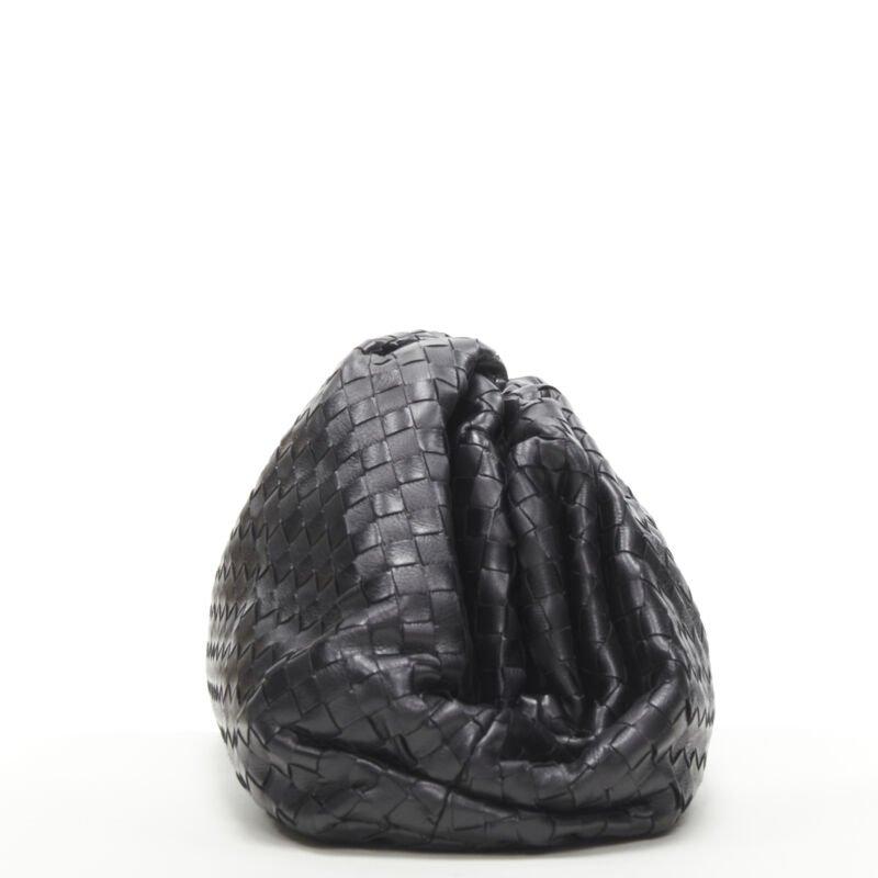 BOTTEGA VENETA The Intrecciato Pouch black signature woven leather clutch bag In Excellent Condition In Hong Kong, NT