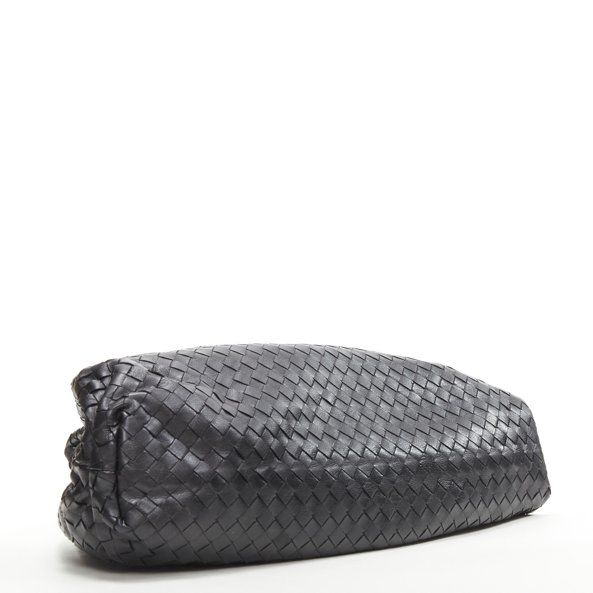 Black BOTTEGA VENETA The Intrecciato Pouch black signature woven leather clutch bag For Sale