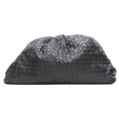 BOTTEGA VENETA The Intrecciato Pouch black signature woven leather clutch bag