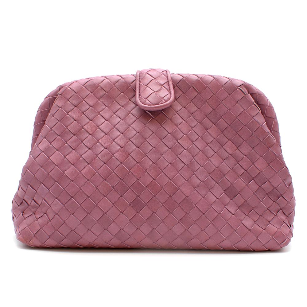 Brown Bottega Veneta The Lauren 1980 Leather Clutch in Deco Rose 