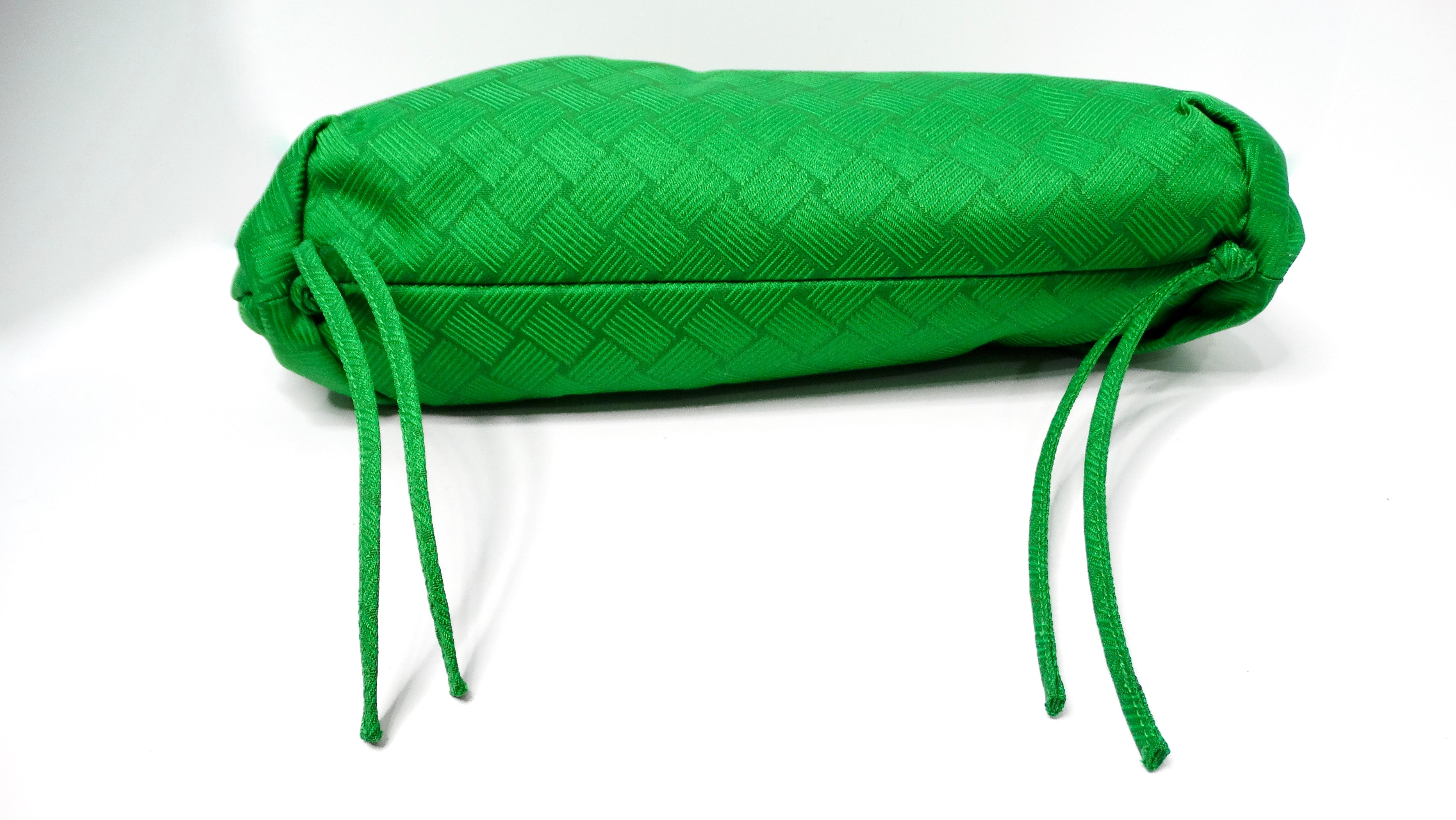 Bottega Veneta The Point Green Nylon Jacquard Triangle Bag For Sale 6