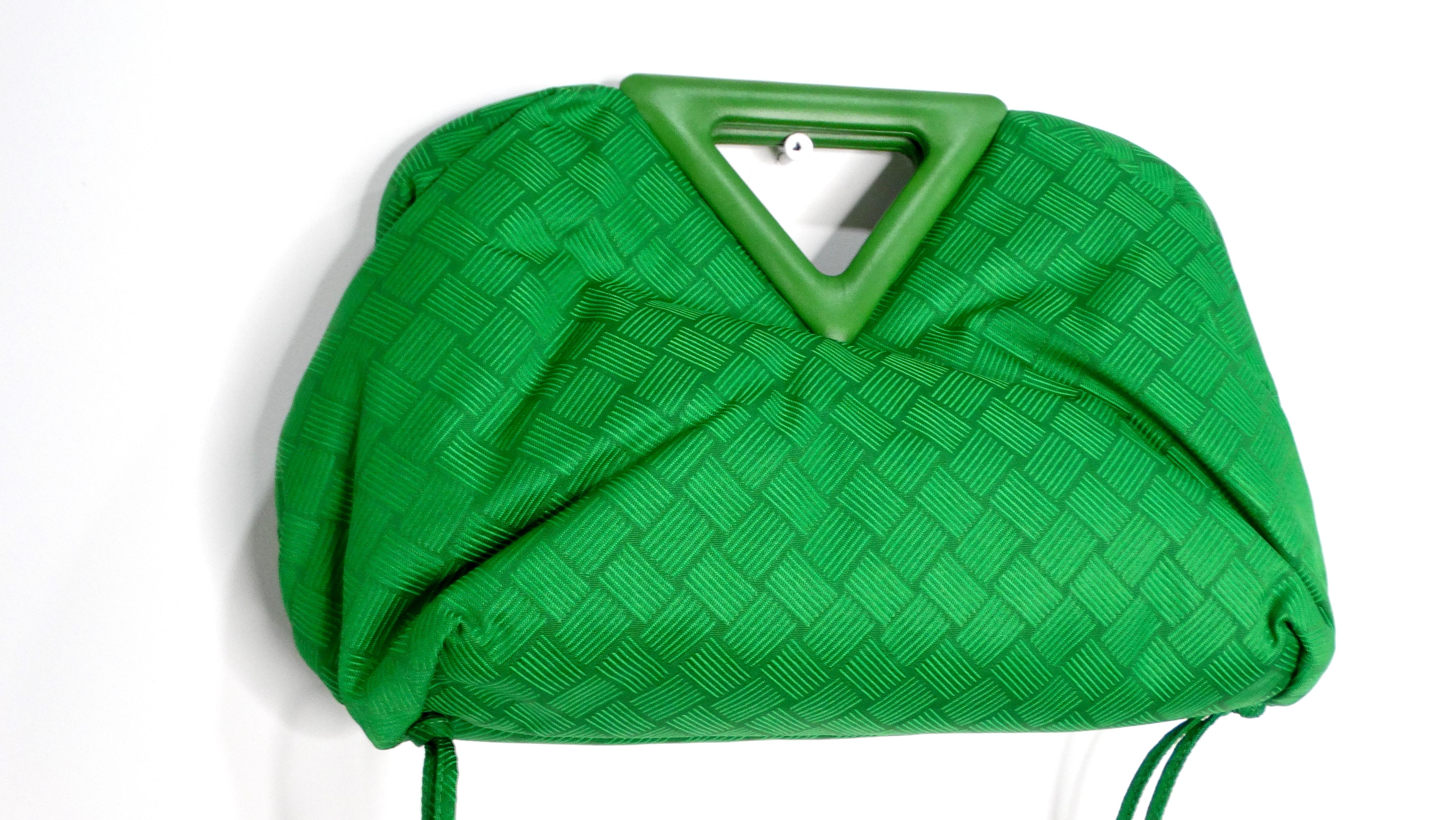 Women's or Men's Bottega Veneta The Point Green Nylon Jacquard Triangle Bag For Sale