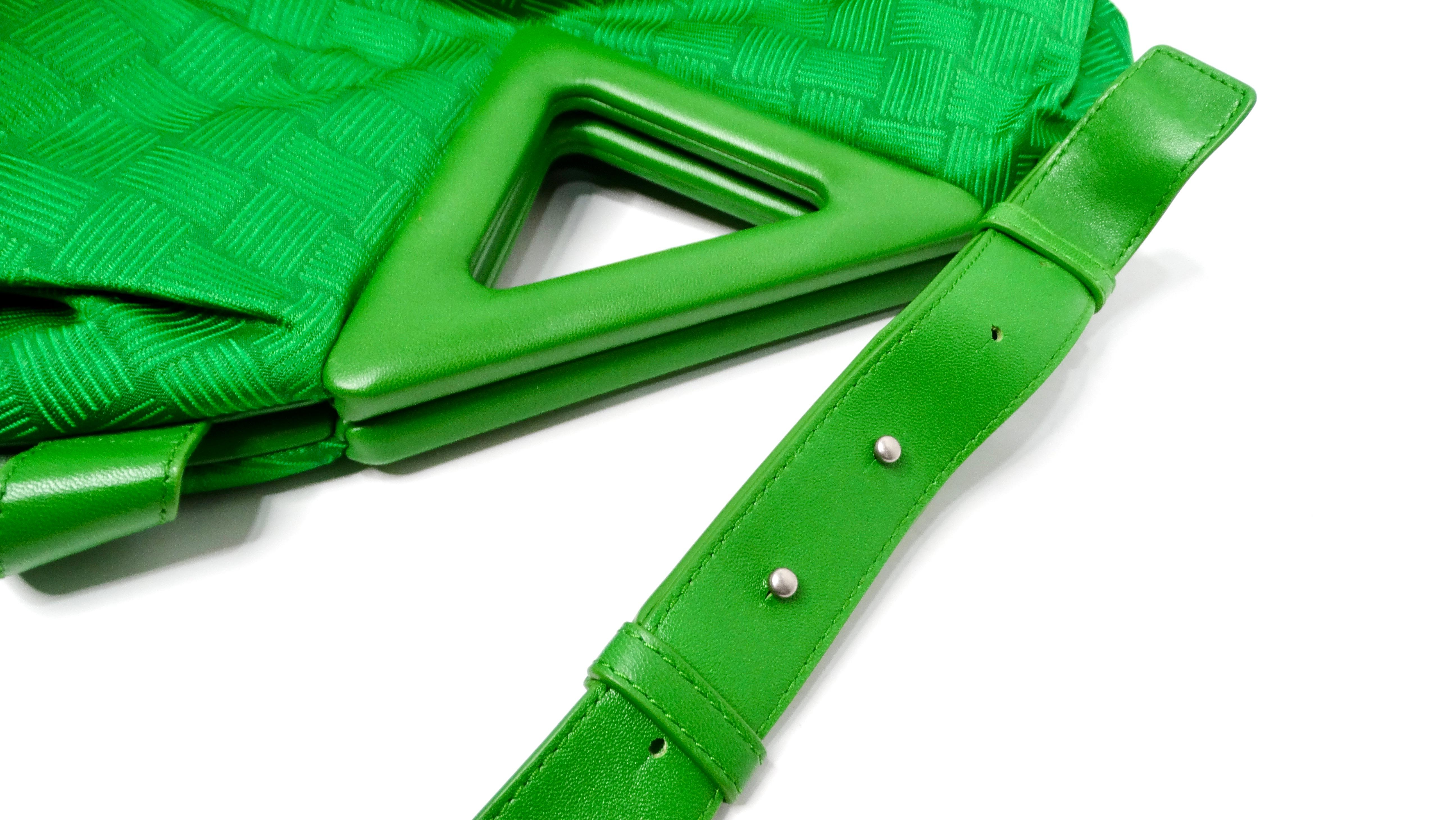 Bottega Veneta The Point Green Nylon Jacquard Triangle Bag For Sale 1