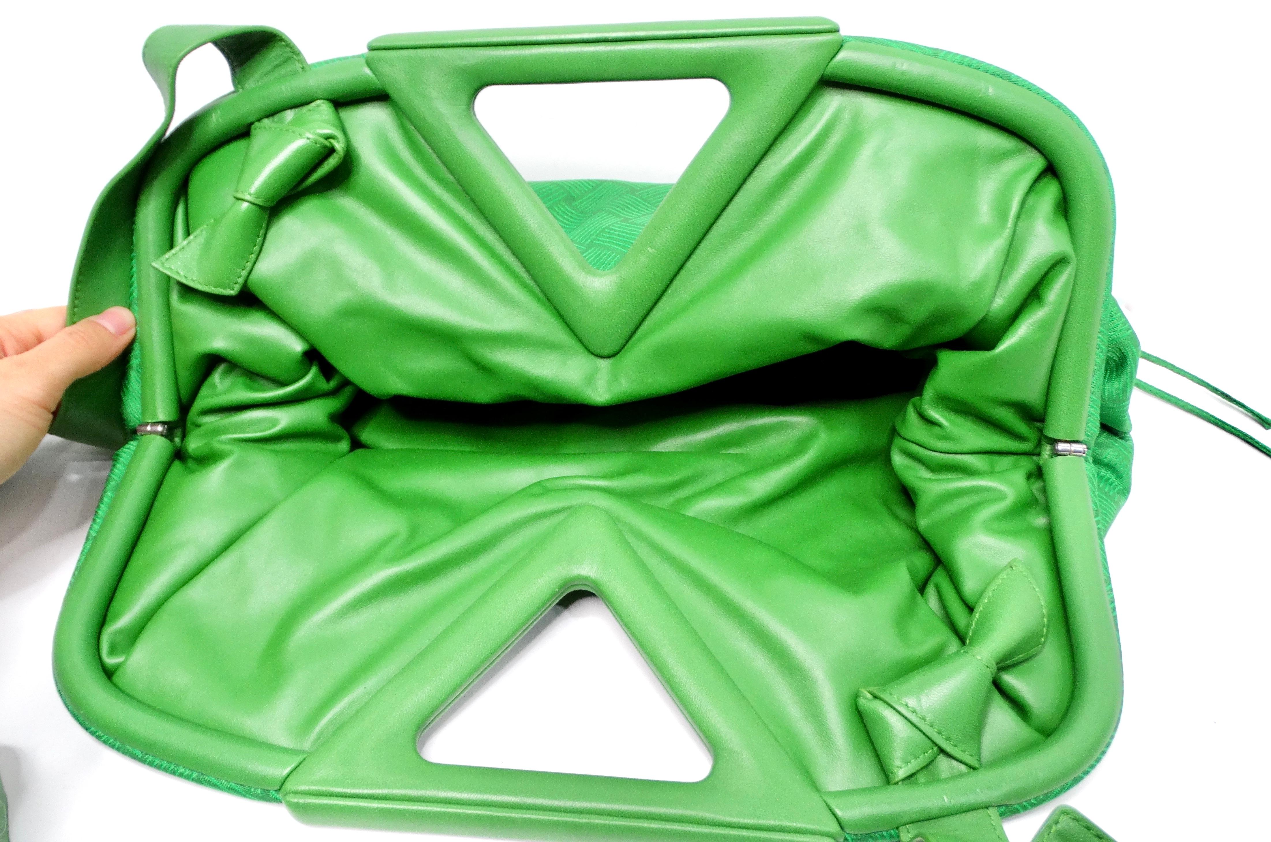 Bottega Veneta The Point Green Nylon Jacquard Triangle Bag For Sale 3