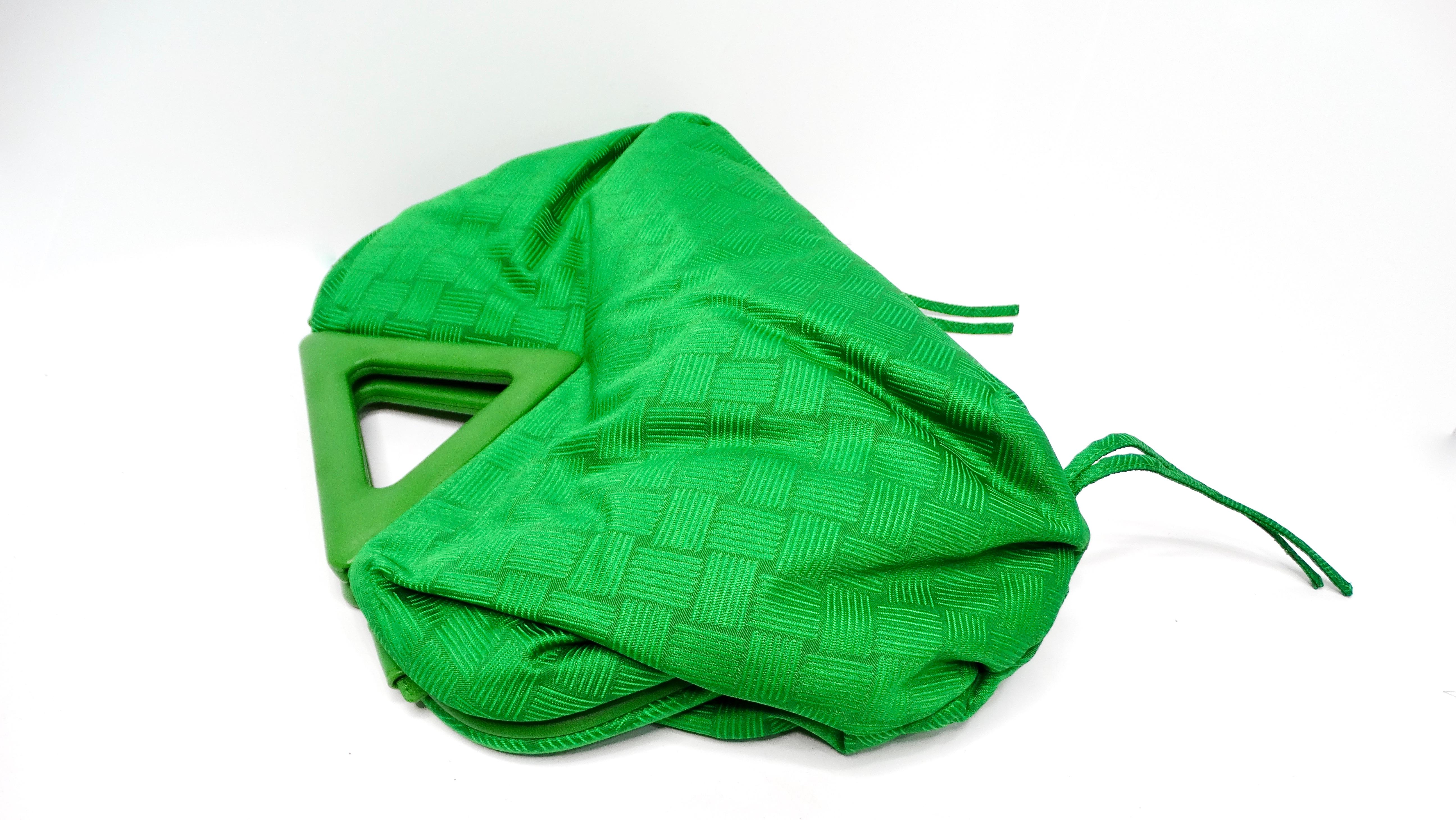 Bottega Veneta The Point Green Nylon Jacquard Triangle Bag For Sale 5