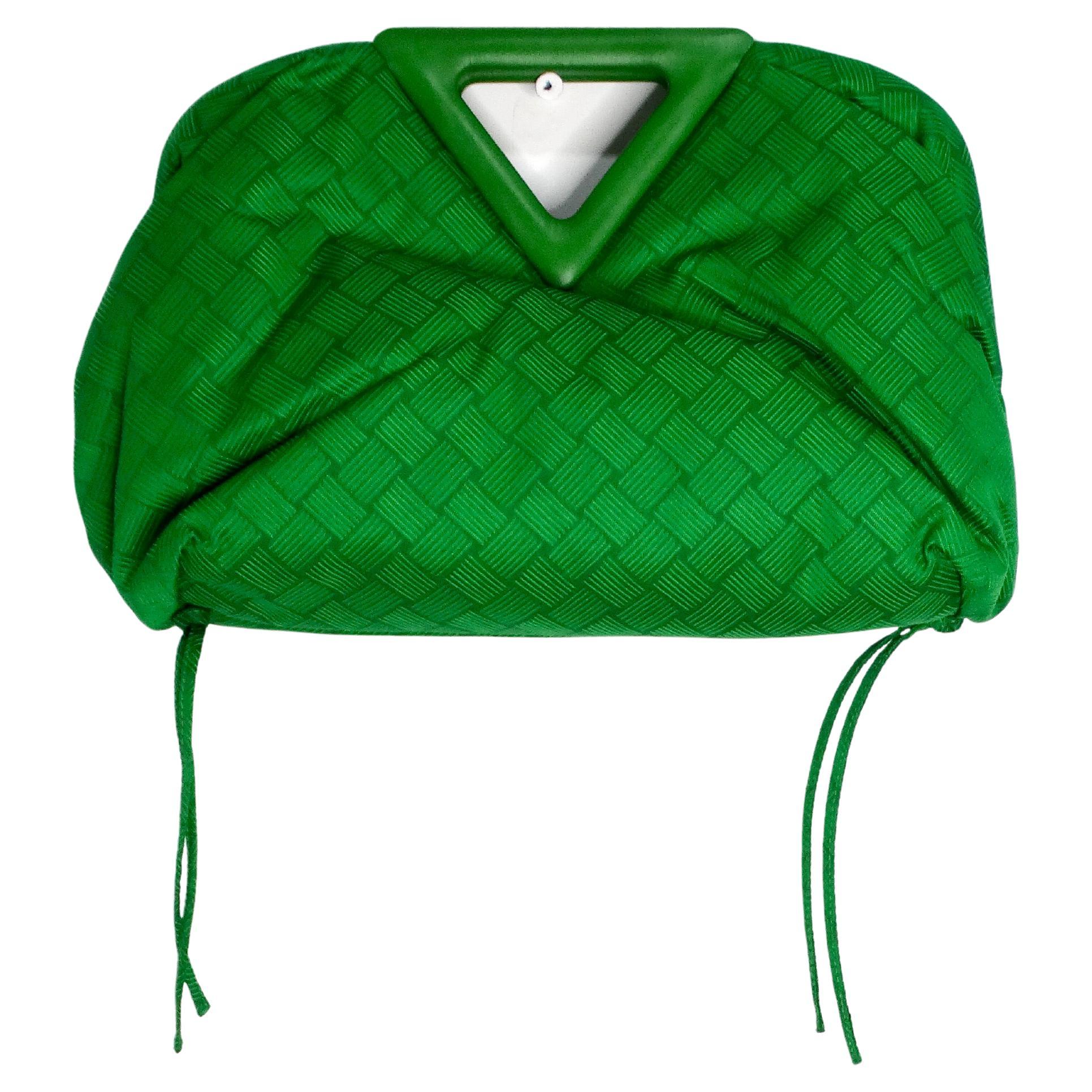 Bottega Veneta The Point Green Nylon Jacquard Triangle Bag