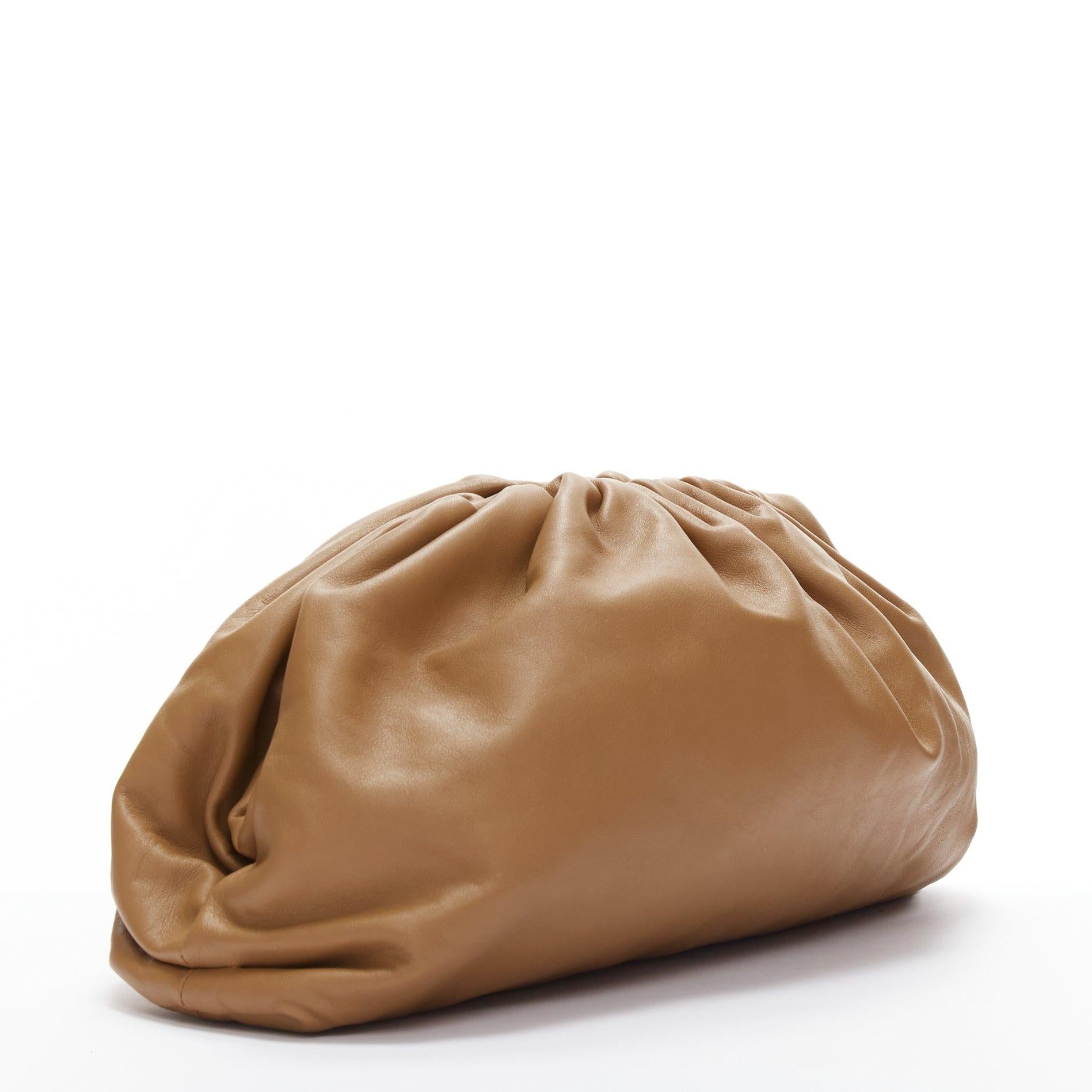 Brown BOTTEGA VENETA The Pouch brown leather dumpling clutch bag