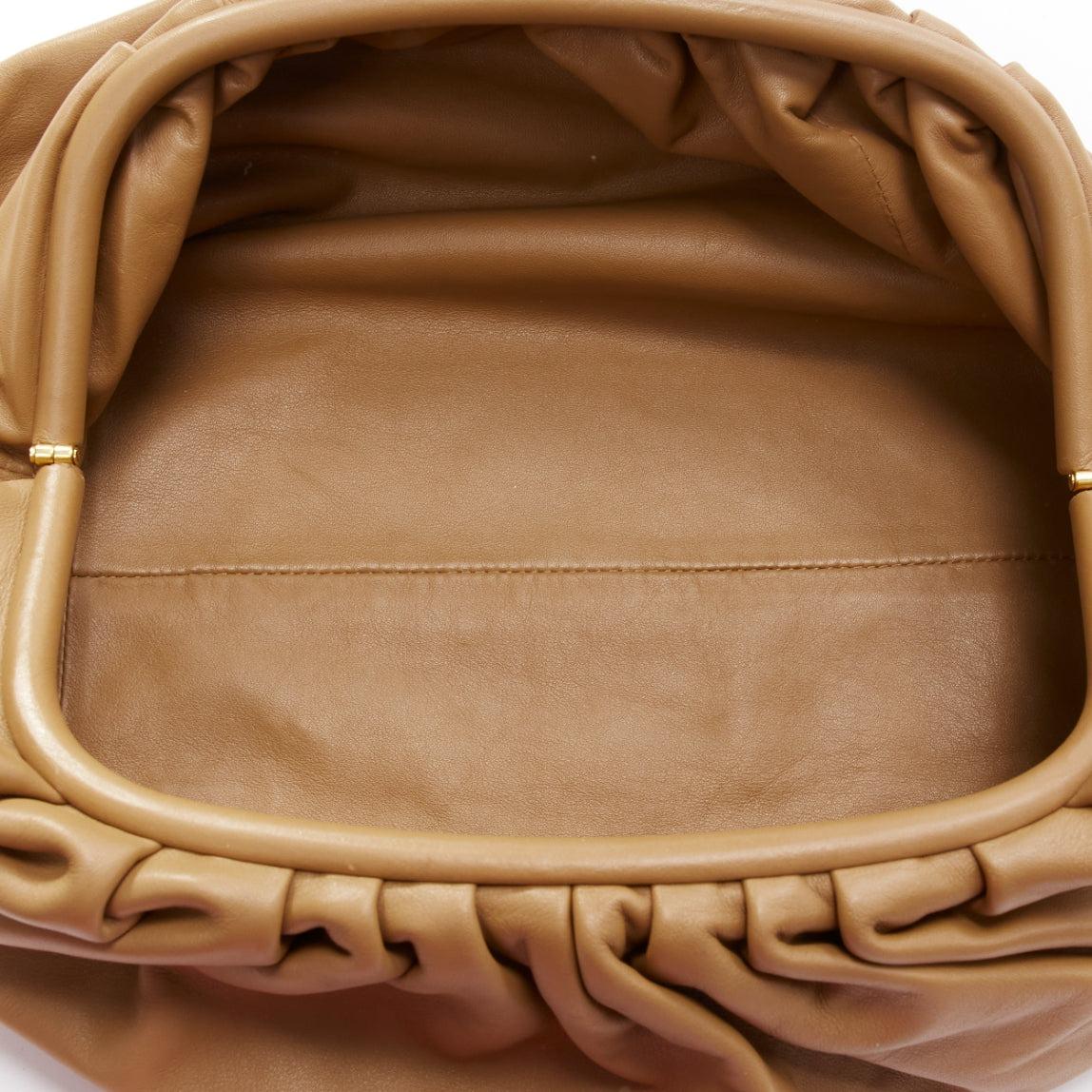 BOTTEGA VENETA The Pouch brown leather dumpling clutch bag For Sale 4