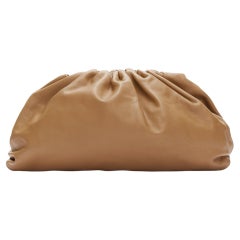 BOTTEGA VENETA The Pouch brown leather dumpling clutch bag