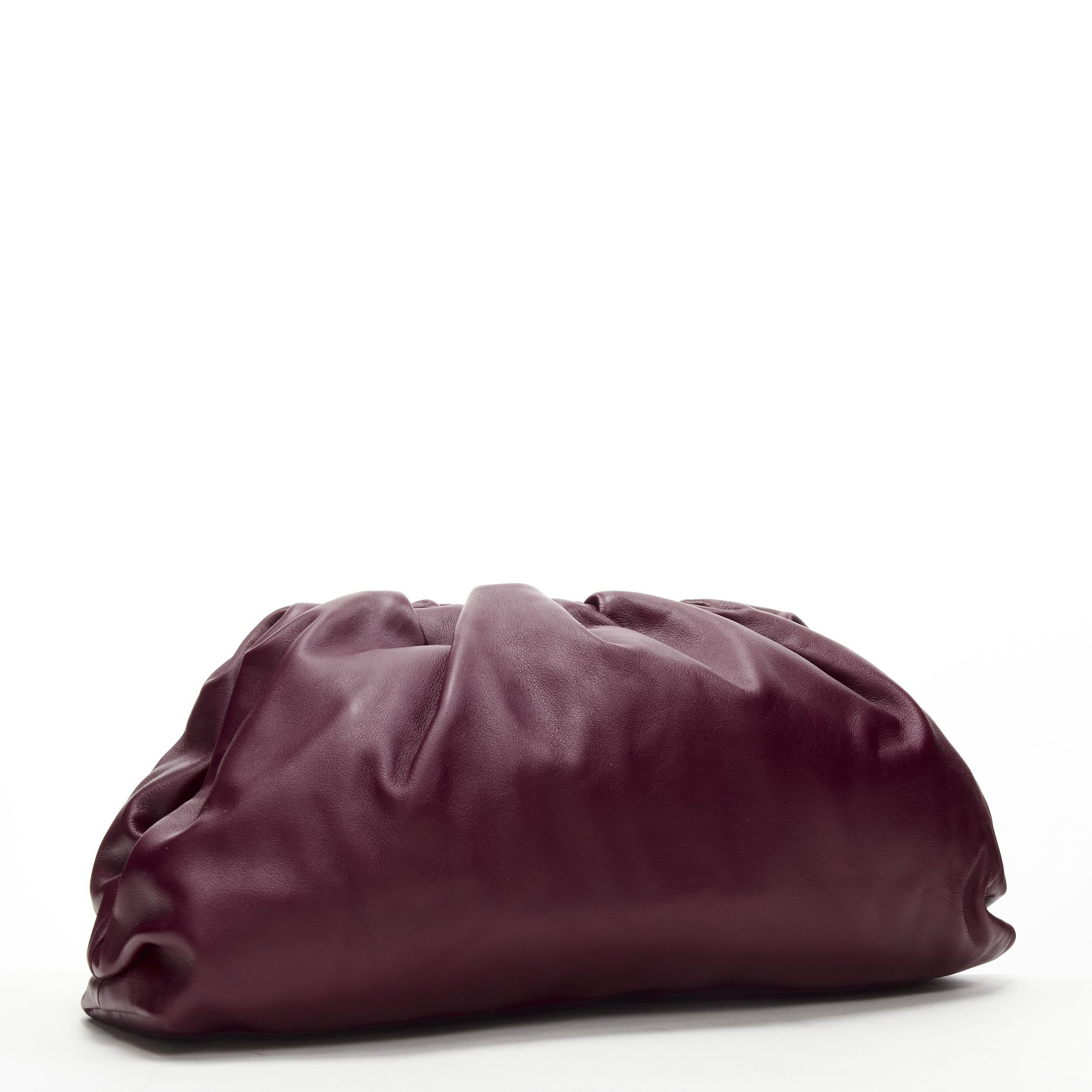 Red BOTTEGA VENETA The Pouch burgundy red soft lambskin leather clutch bag For Sale