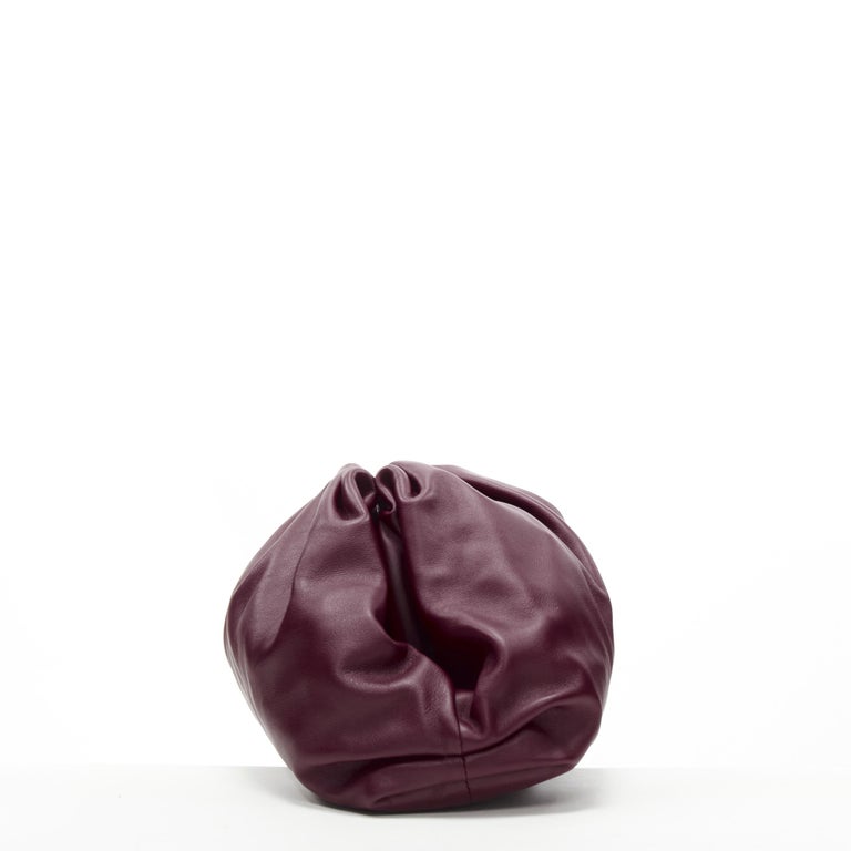 BOTTEGA VENETA The Pouch burgundy red soft lambskin leather clutch bag For  Sale at 1stDibs