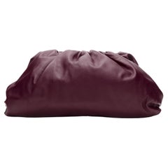 BOTTEGA VENETA The Pouch burgundy red soft lambskin leather clutch bag