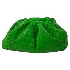 Bottega Veneta The Pouch Green Leather Clutch Purse Handbag 