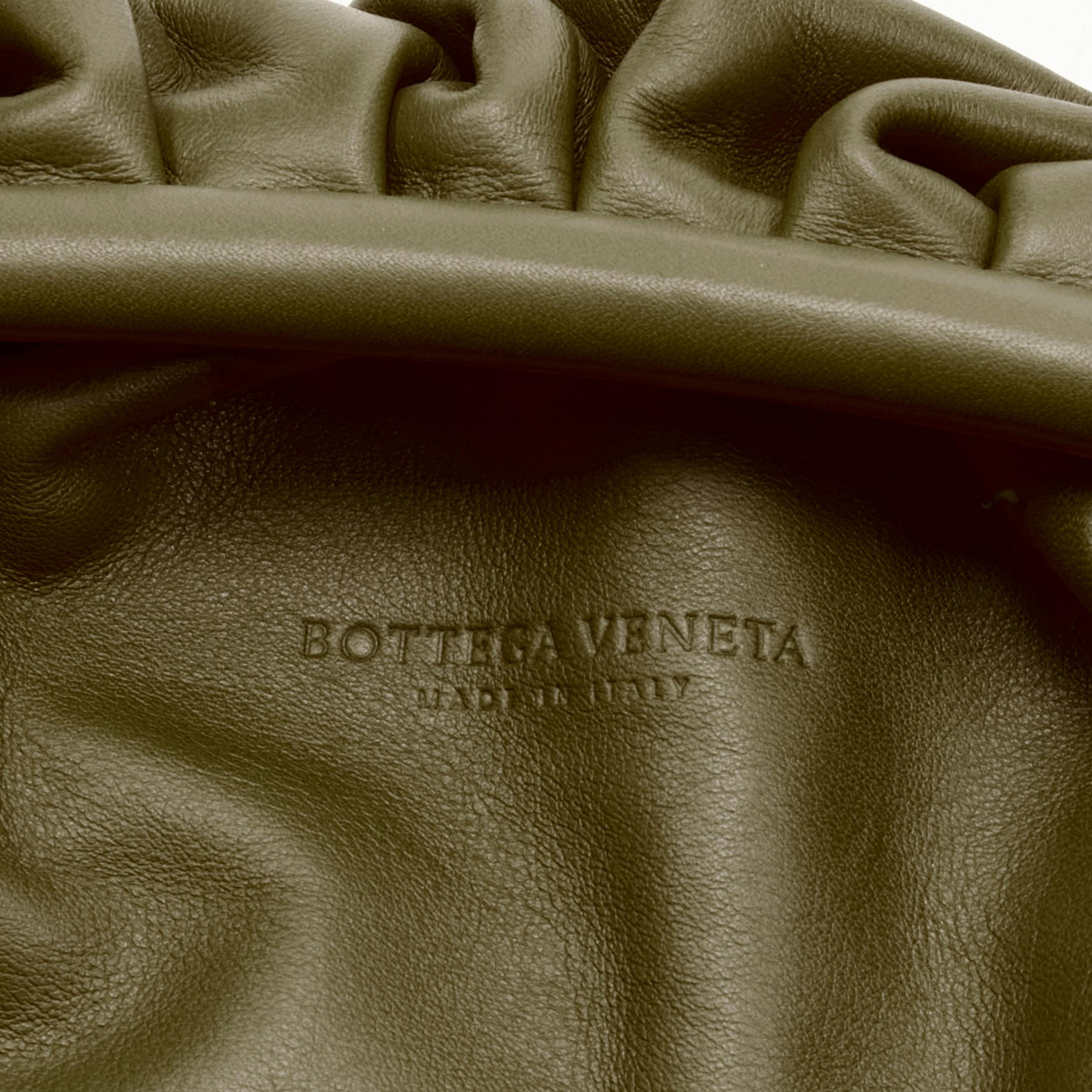 BOTTEGA VENETA The Pouch Large Olive green leather gathered dumpling clutch bag 3