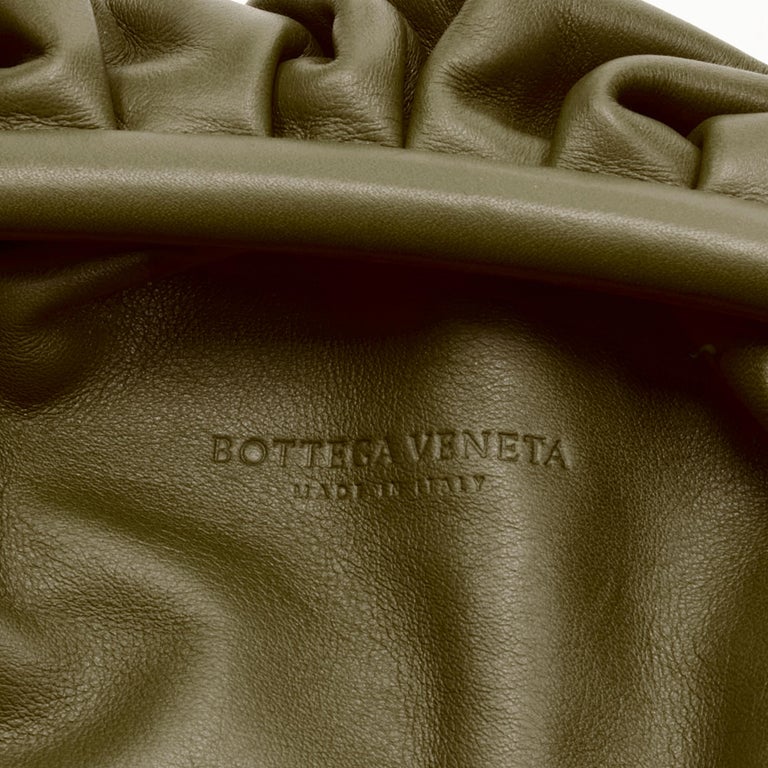 BOTTEGA VENETA The Pouch Large Olive green leather gathered dumpling clutch  bag at 1stDibs
