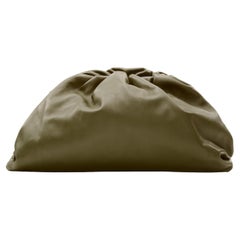 BOTTEGA VENETA The Pouch Large Olive green leather gathered dumpling clutch bag