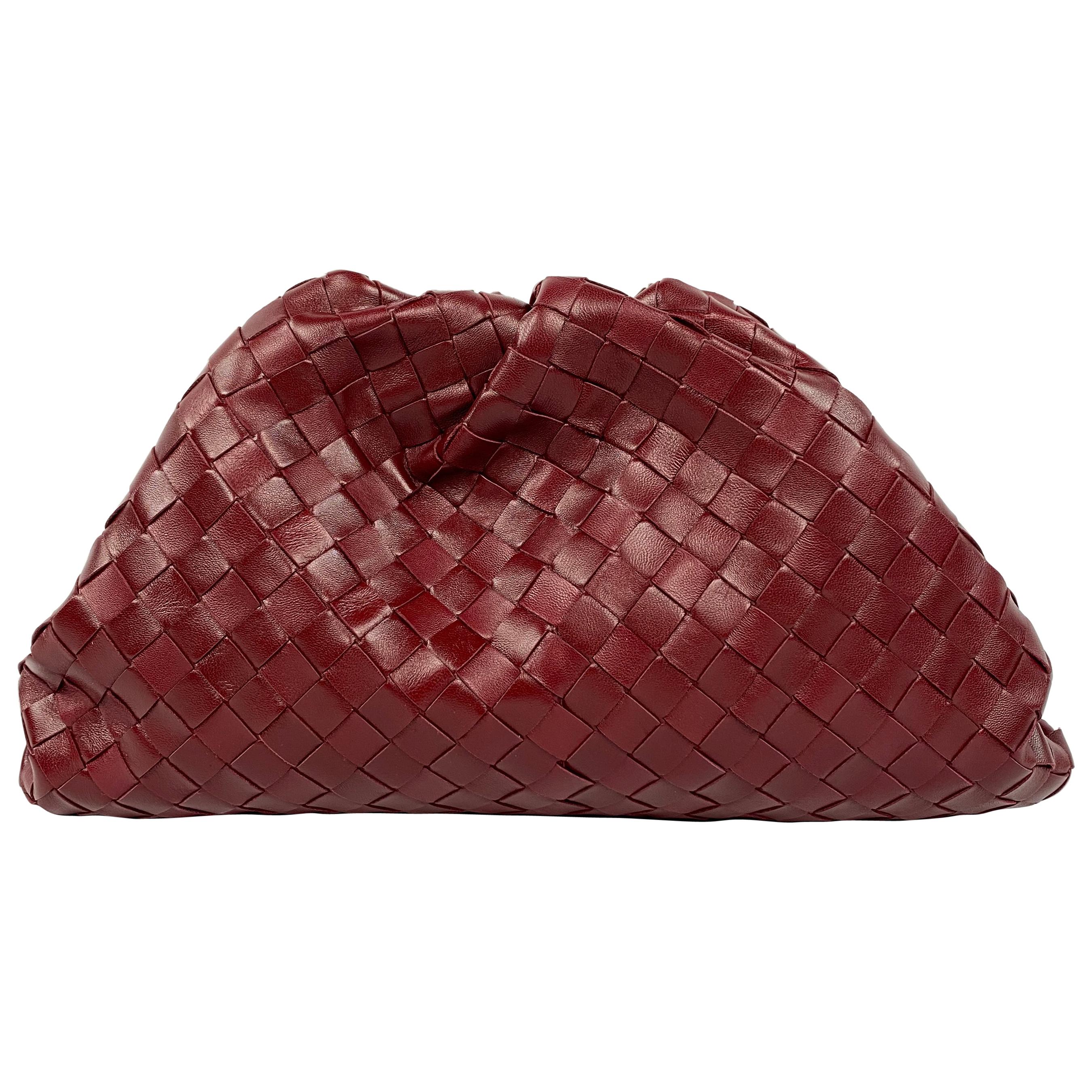 Bottega Veneta The Pouch Red Leather Clutch Purse Handbag 