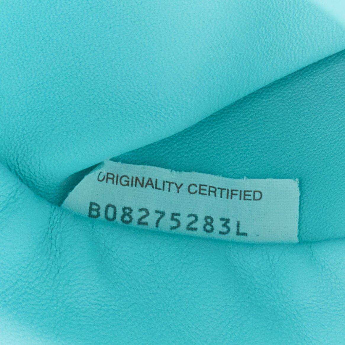 BOTTEGA VENETA The Pouch sky blue Intercciato woven leather magnetic clutch bag For Sale 5