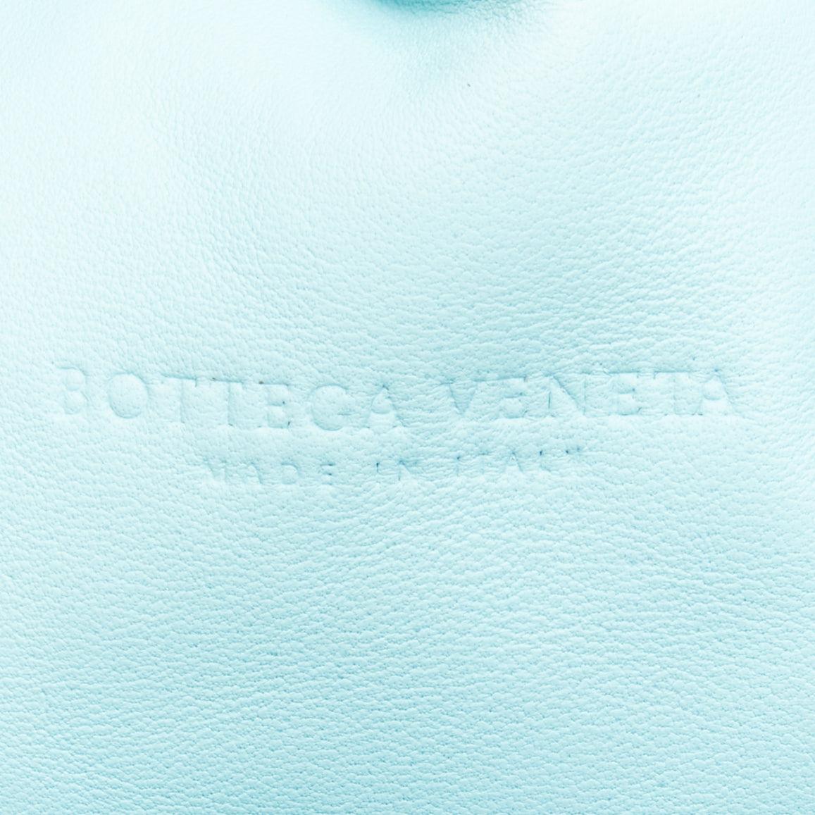 BOTTEGA VENETA The Pouch sky blue Intercciato woven leather magnetic clutch bag For Sale 6