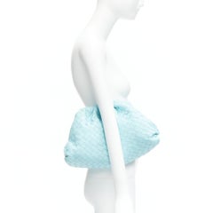 BOTTEGA VENETA The Pouch sky blue Intercciato woven leather magnetic clutch bag