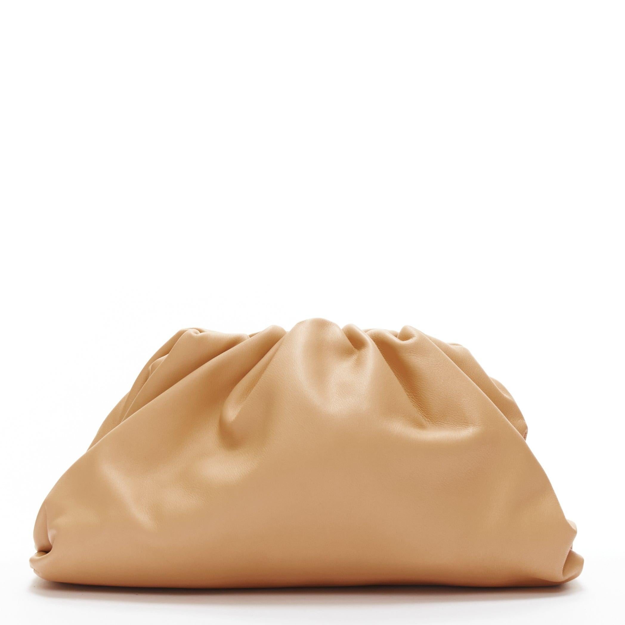 Women's BOTTEGA VENETA The Pouch Small tan brown leather dumpling clutch bag For Sale
