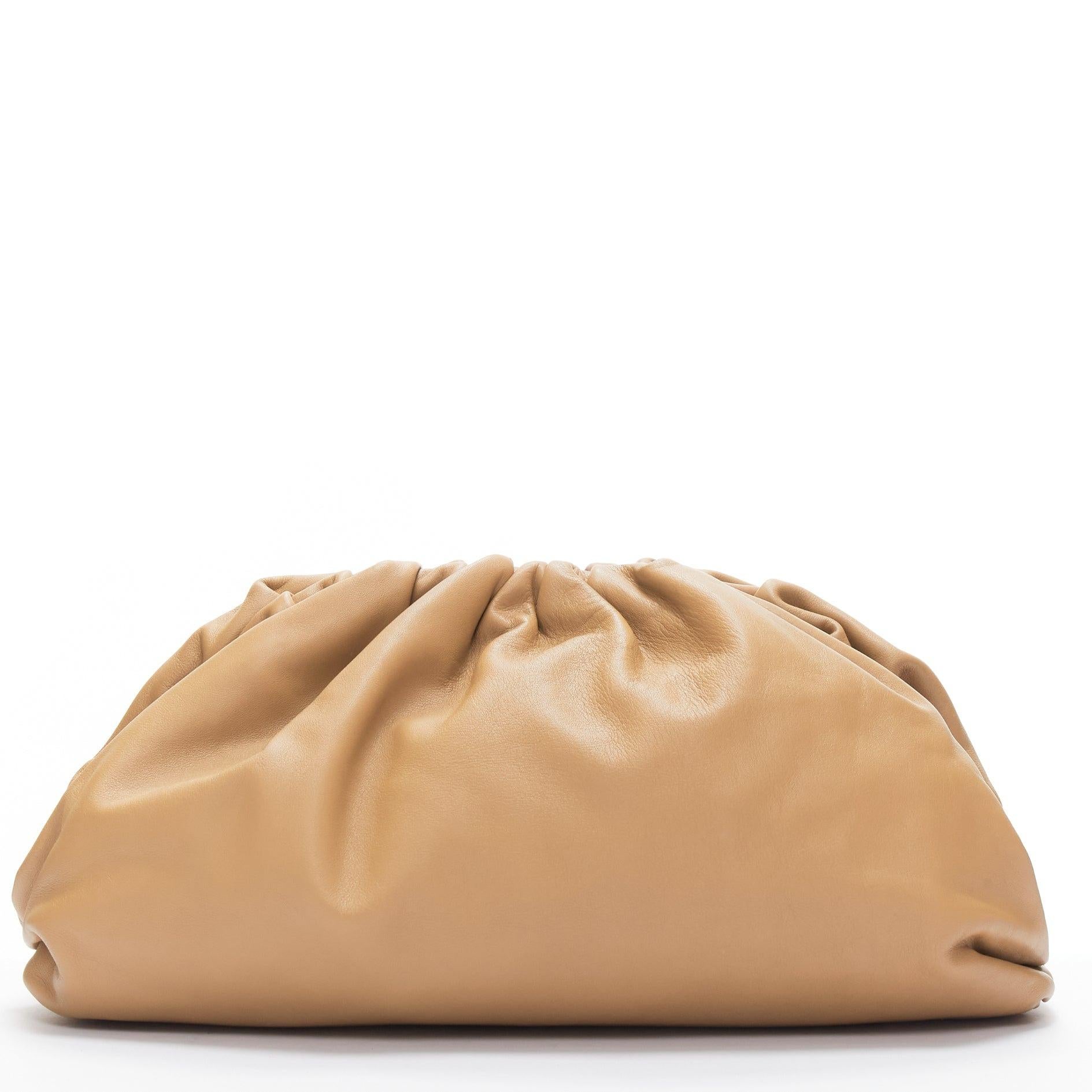 Women's BOTTEGA VENETA The Pouch tan leather dumpling clutch bag For Sale
