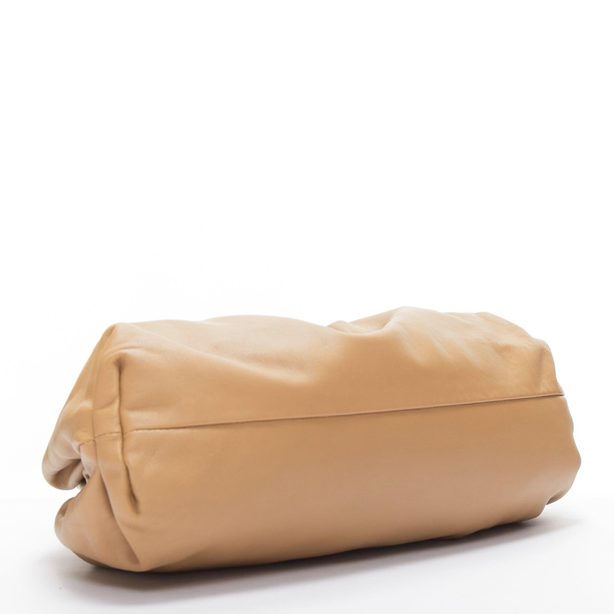 BOTTEGA VENETA The Pouch tan leather dumpling clutch bag For Sale 1