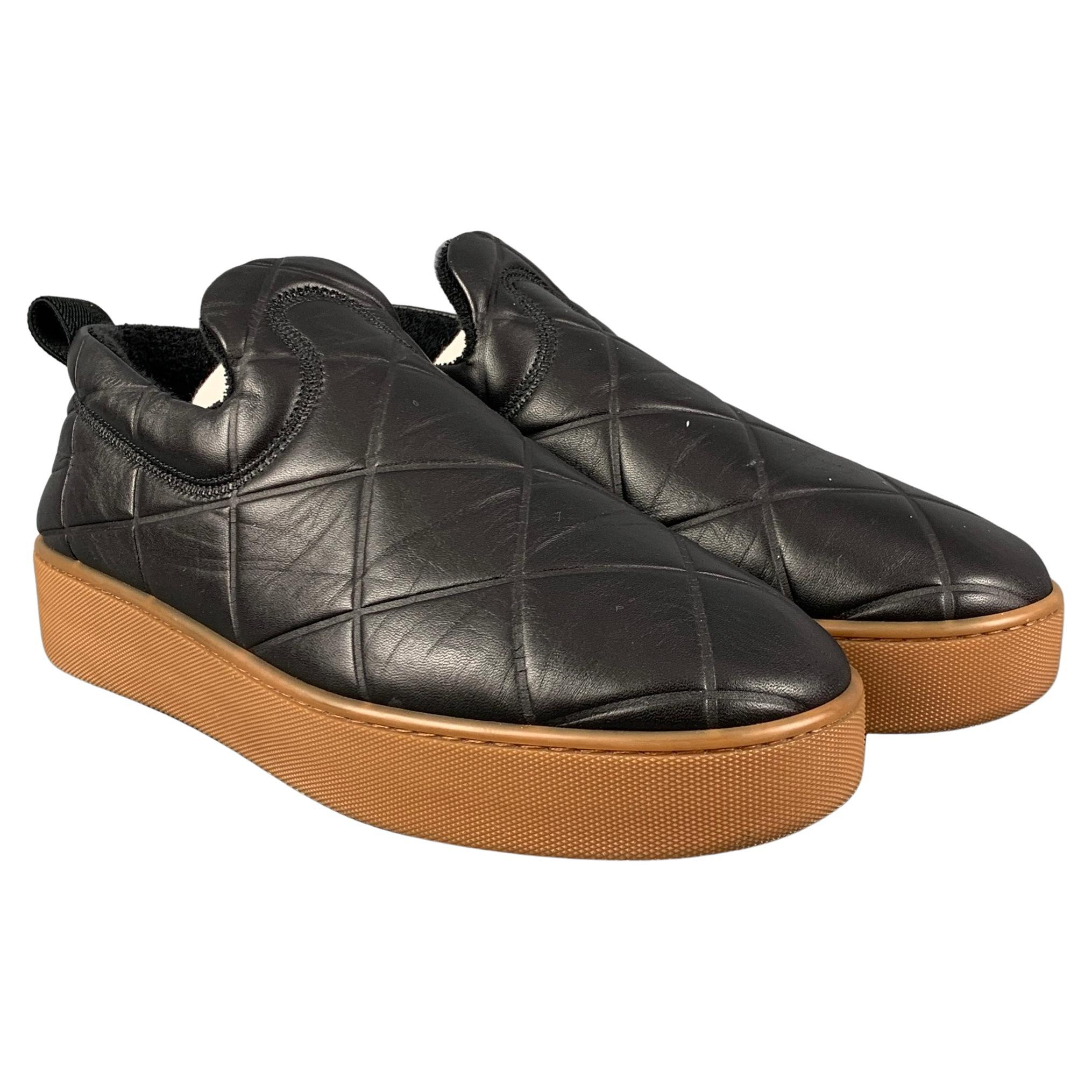 BOTTEGA VENETA The QUILT Size 9.5 Black Quilted Leather Slide Loafers