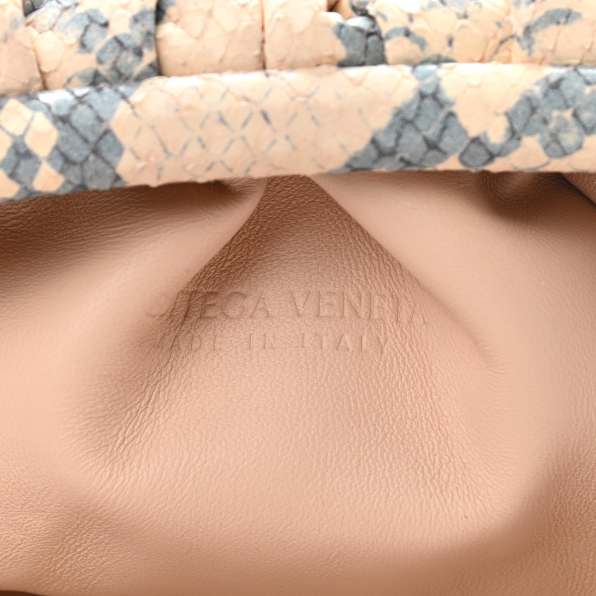 Bottega Veneta The Teen Python-print Leather Pouch Clutch Bag Blush 2