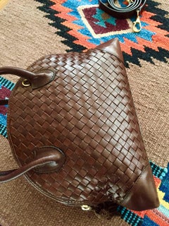 Bottega Veneta Top Handle Bowling Bag Dark Chocolate Brown Intrecciato Leather