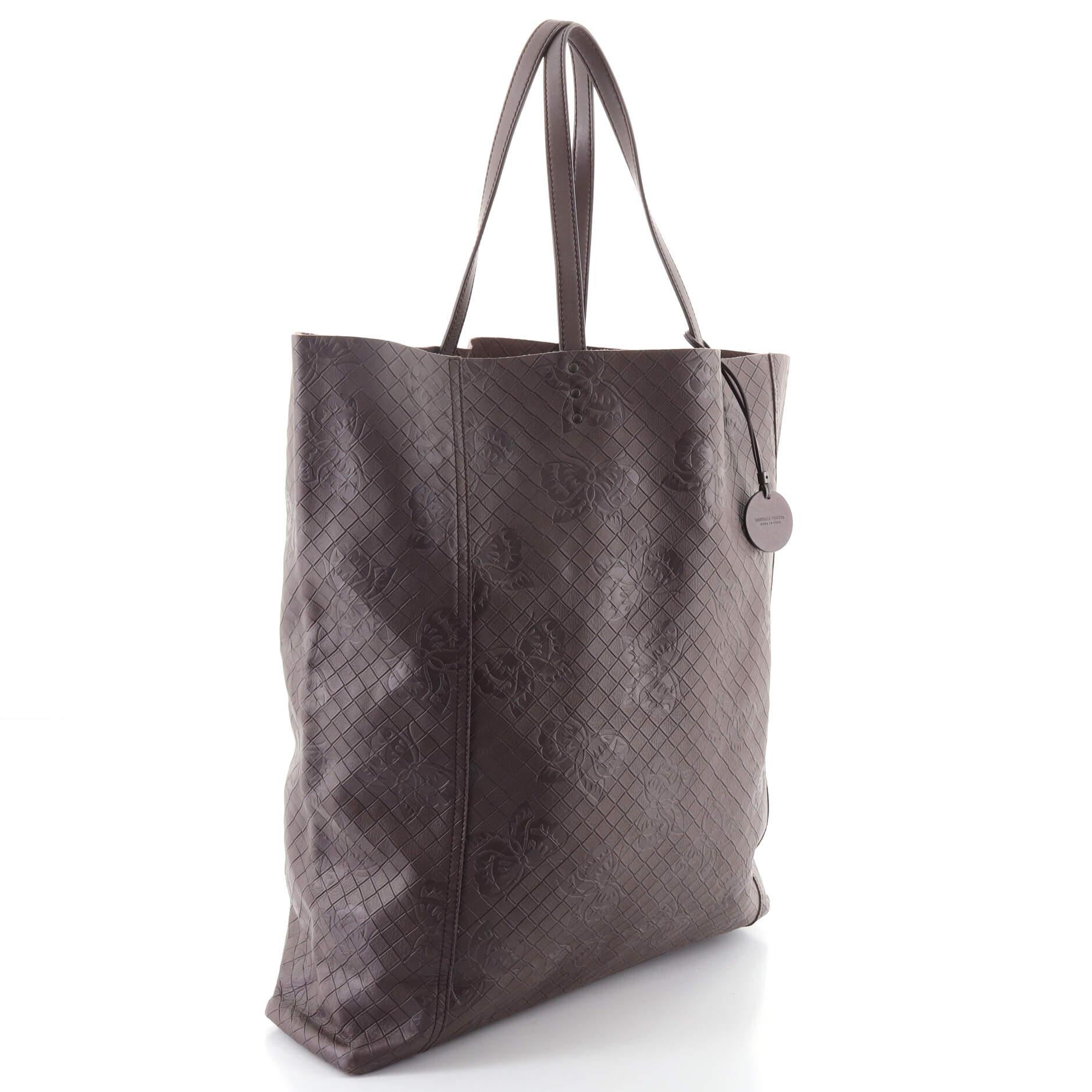 Gray Bottega Veneta Tote Butterfly Intrecciomirage Intarsio Leather Tall