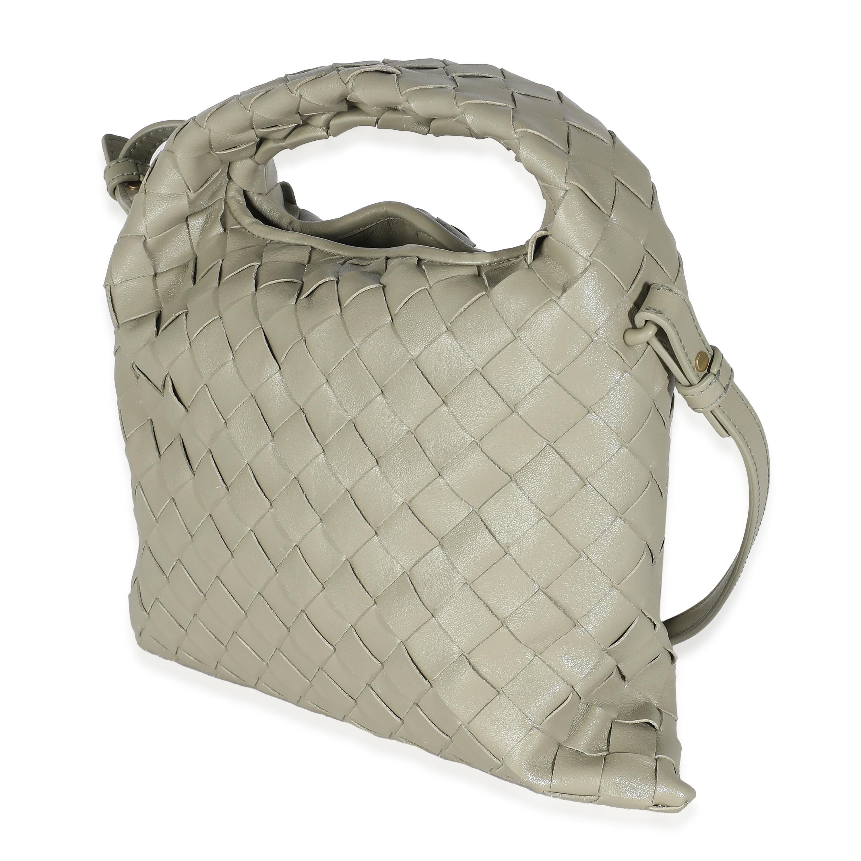 Bottega Veneta Travertine Nappa Intrecciato Mini Hop Hobo In Excellent Condition For Sale In New York, NY