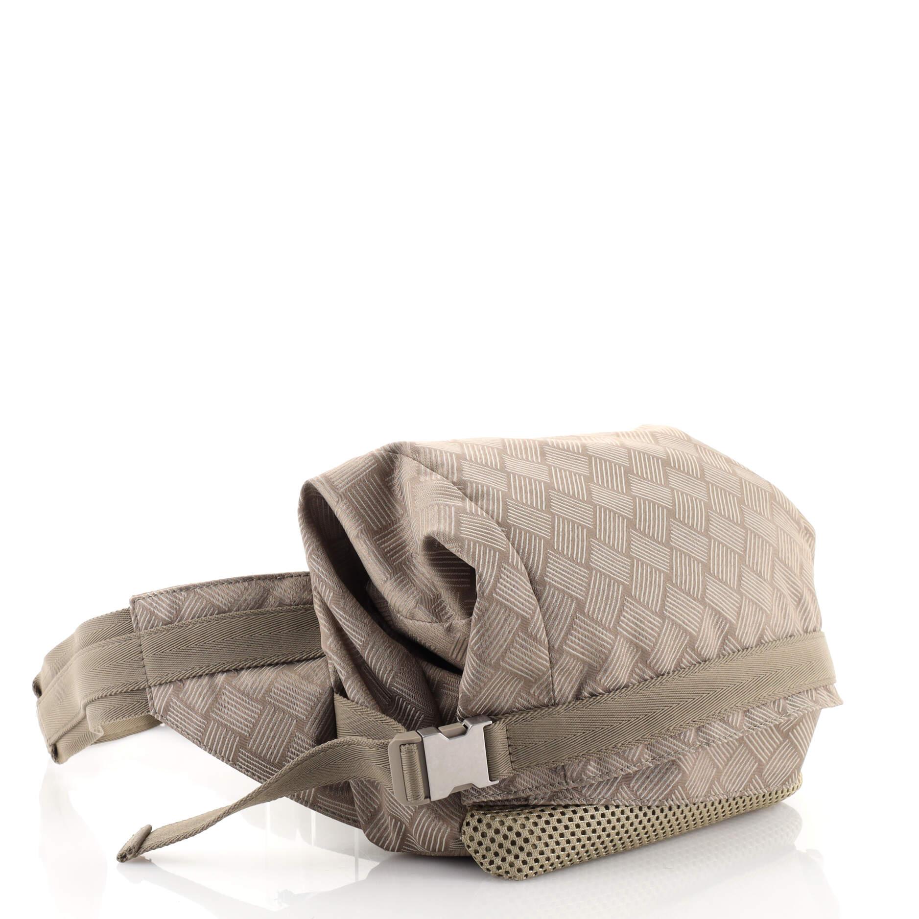 Bottega Veneta Trekking Folding Top Belt Bag Jacquard Nylon with Mesh In Good Condition In NY, NY