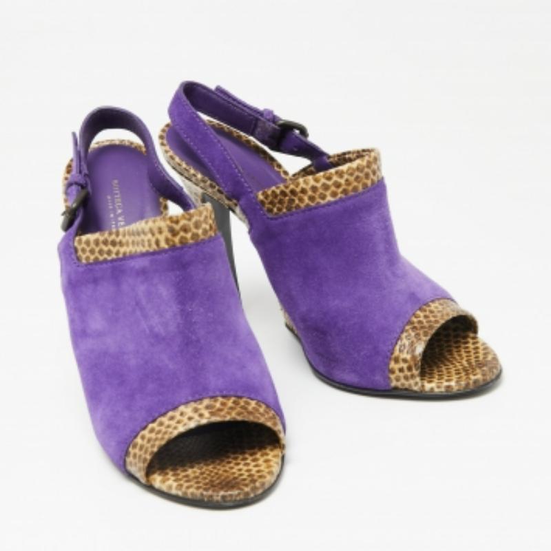 De las mujeres Sandalias Bottega Veneta tricolor de ante y piel de serpiente tamaño 39,5 en venta