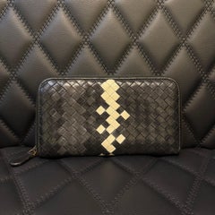 Bottega Veneta Tricolor Intrecciato Woven Leather Zip Wallet