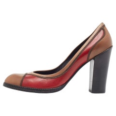 Bottega Veneta Tricolor Leather Block Heel Pumps Size 40