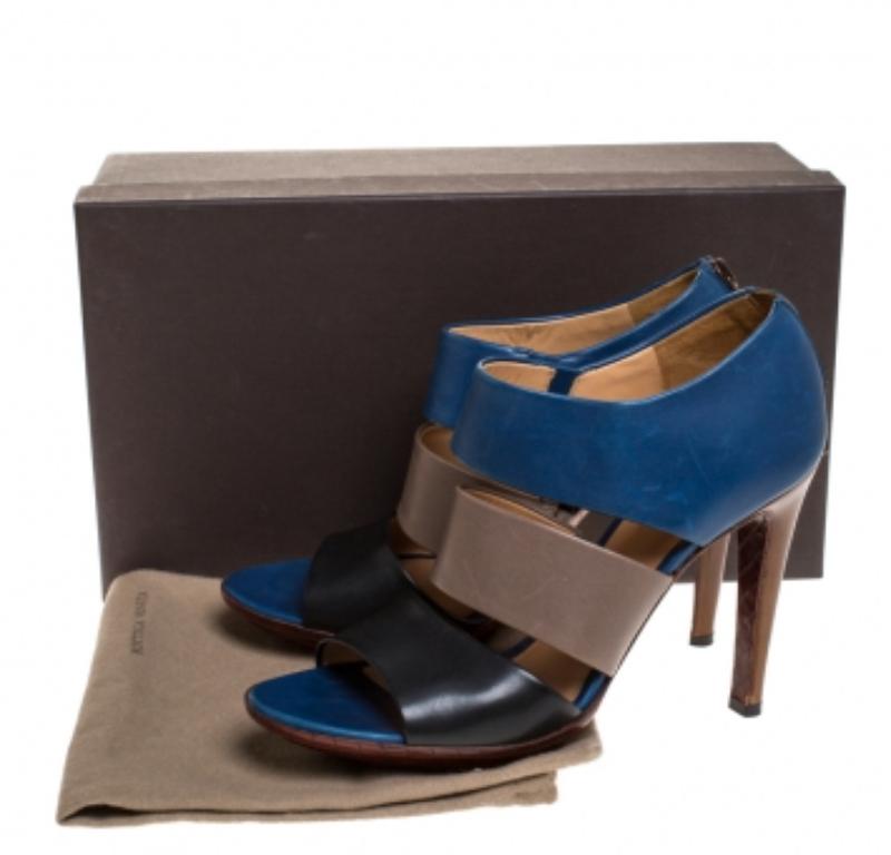 Bottega Veneta Tricolor Leder offene Zehe ausgeschnitten Booties Größe 39.5 im Angebot 3