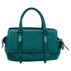 Bottega Veneta Turquoise Intrecciato Leather Monaco Satchel