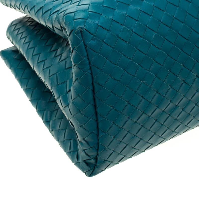 Bottega Veneta Turquoise Intrecciato Leather Small Roma Tote 1