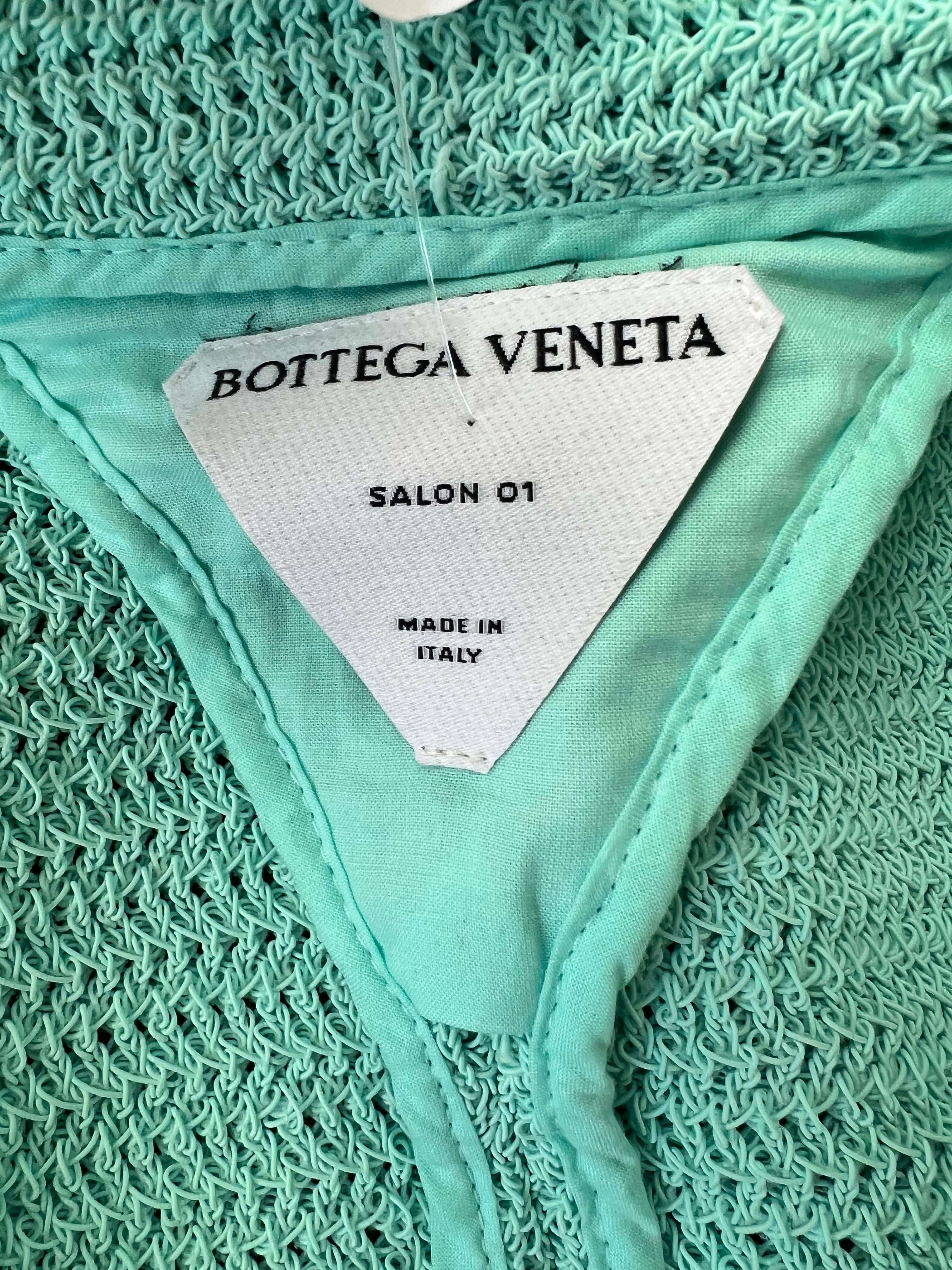 Bottega Veneta - Turquoise  Robe et veste en maille côtelée superposée, taille S  en vente 7