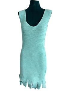 Bottega Veneta Turquoise  Racked Rib Knit Dress and Jacket size S