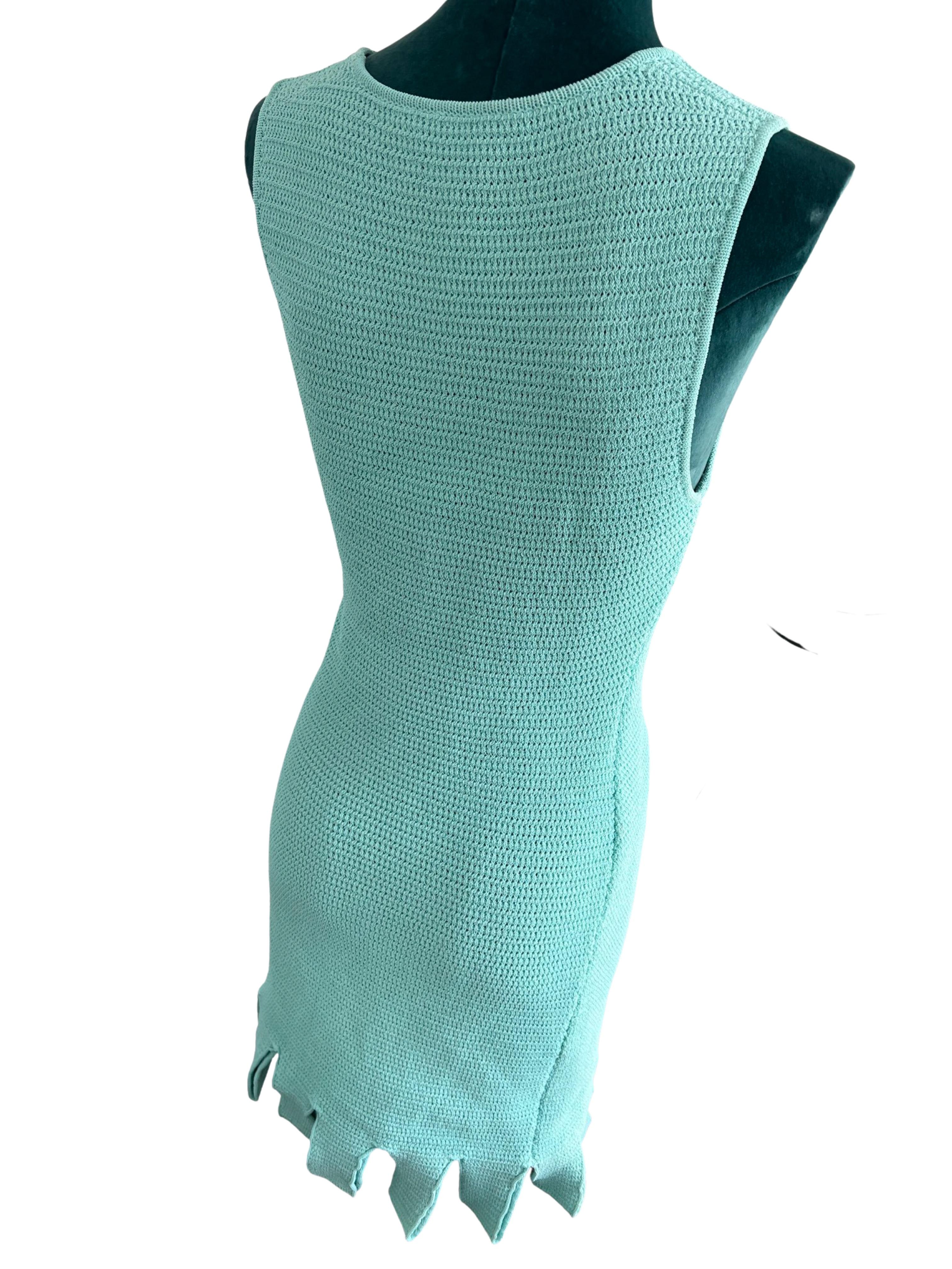 Bottega Veneta - Turquoise  Robe et veste en maille côtelée superposée, taille S  Pour femmes en vente