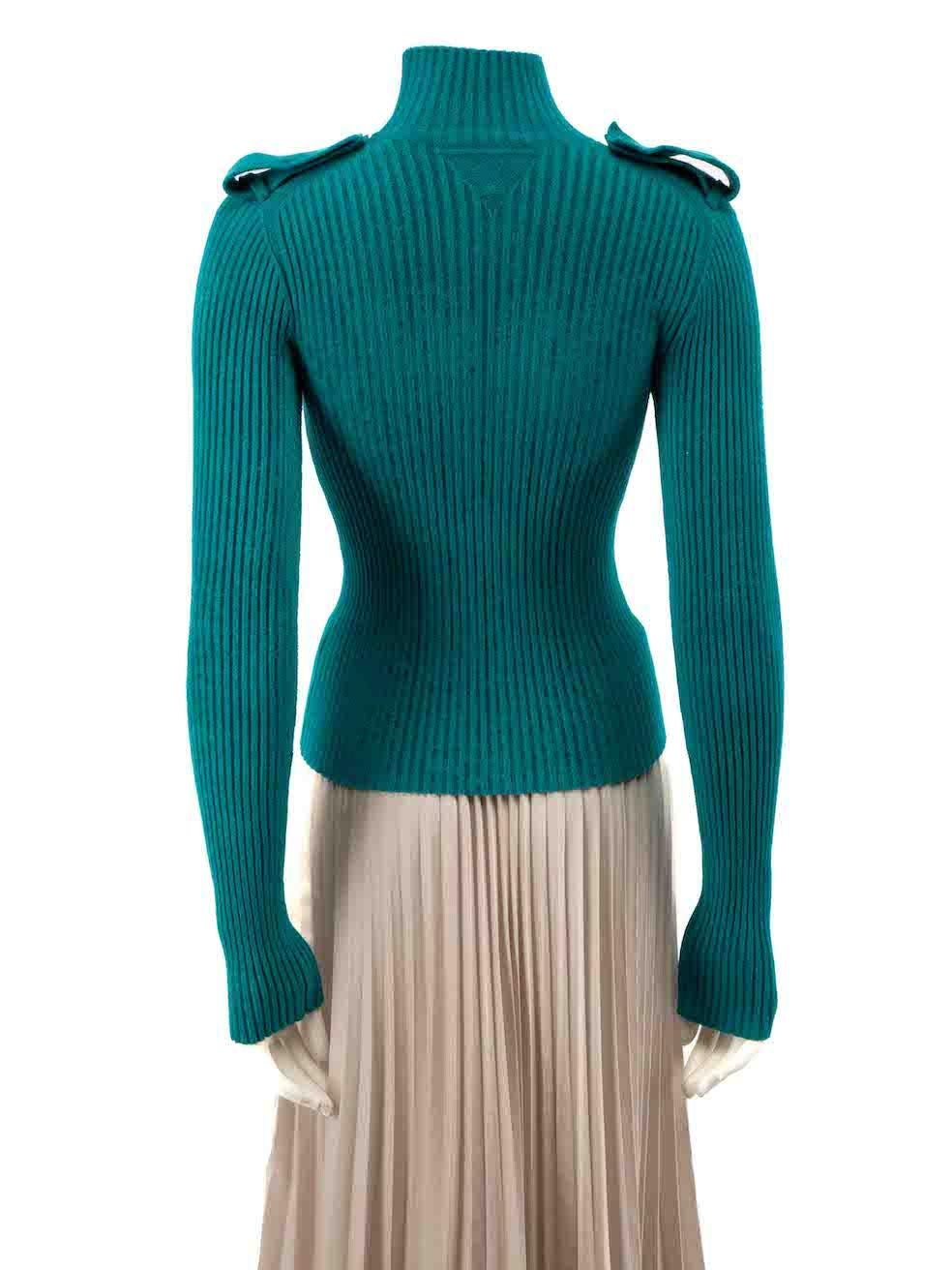 Bottega Veneta Turquoise Velour Cut Out Jumper Size S In Excellent Condition For Sale In London, GB