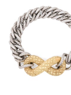 Bottega Veneta Bracciale Torcello bicolore con diamanti 18K