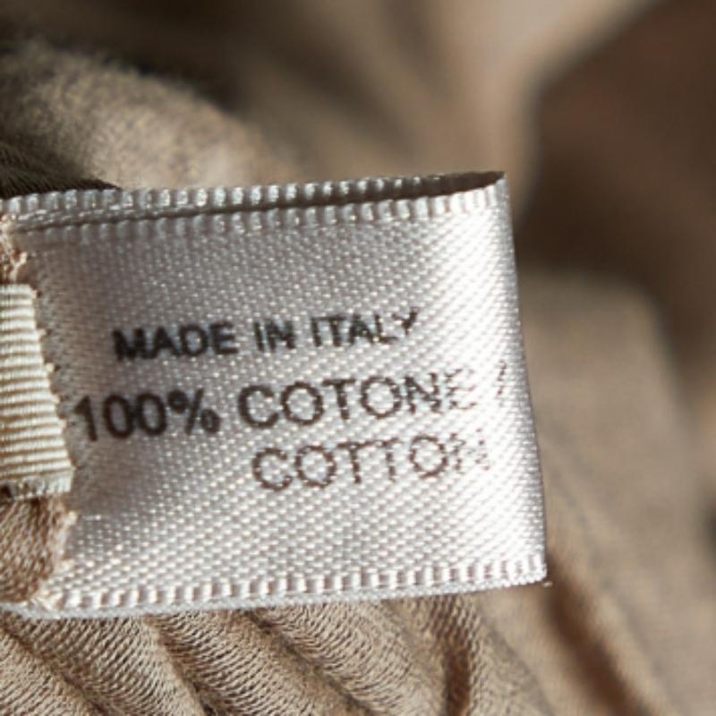 Marron Bottega Veneta T-shirt en coton tricoté bicolore M. en vente