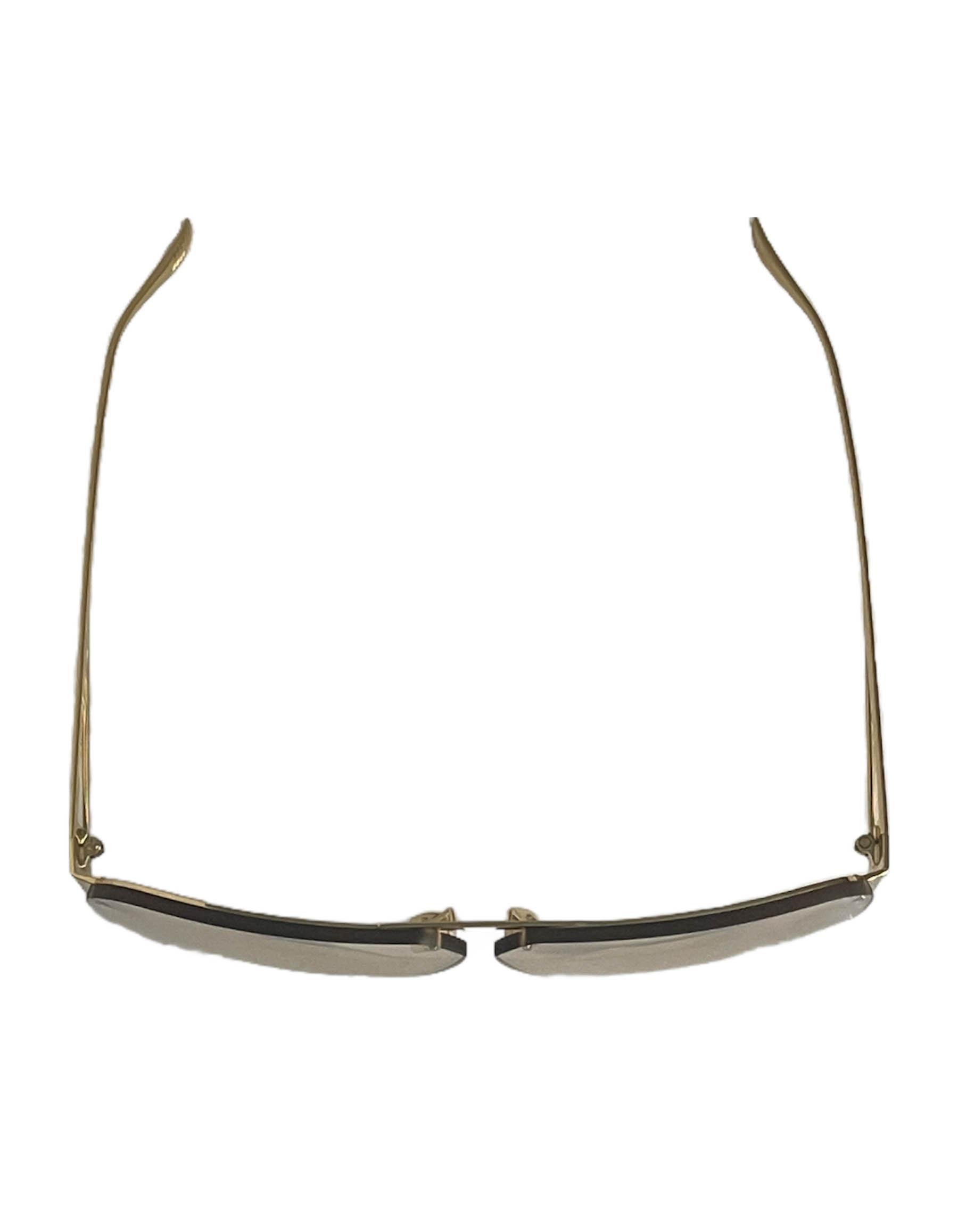 Bottega Veneta Unisex Gold Aviator-Style Sunglasses BV1065S In Excellent Condition In New York, NY