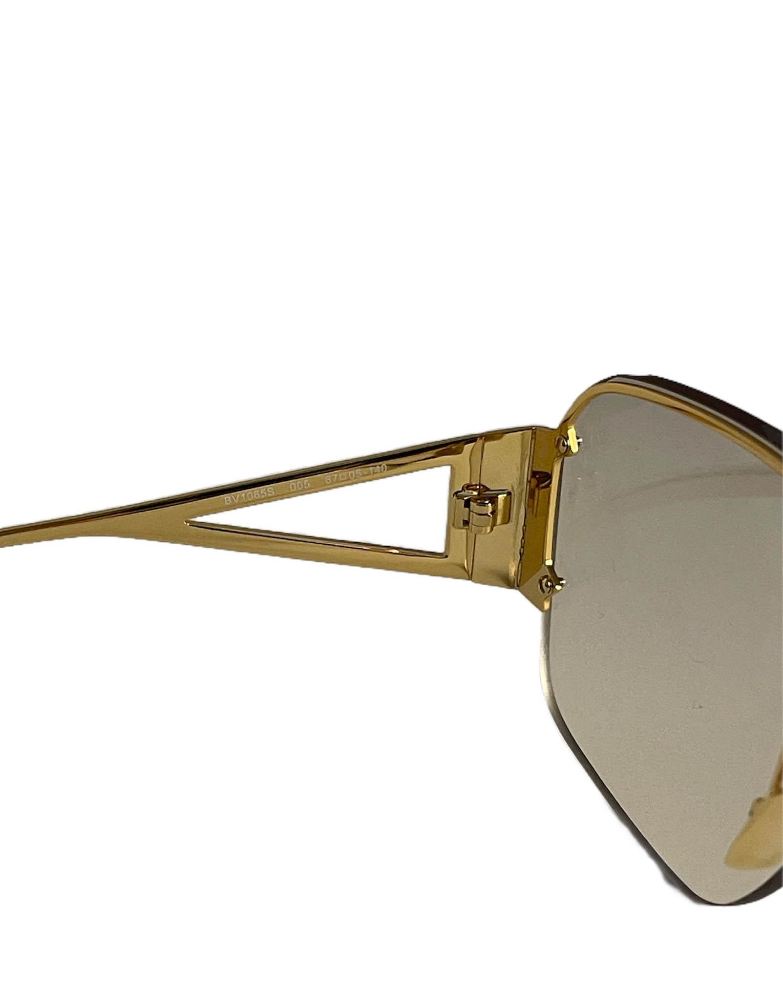 Women's Bottega Veneta Unisex Gold Aviator-Style Sunglasses BV1065S